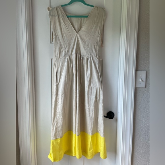 G. Label by goop Colorblock Midi Dress Beige/Yellow - Picture 11 of 14